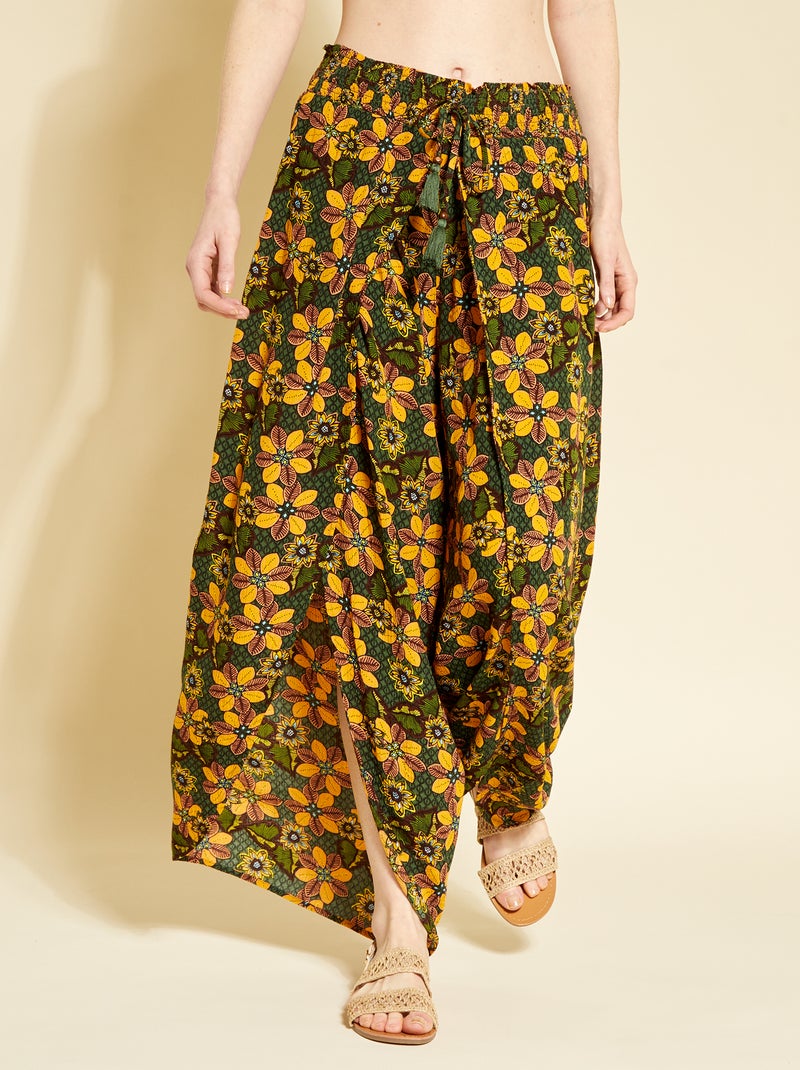 Pantalon fluide ajouré en maille crêpe Wax - Kiabi