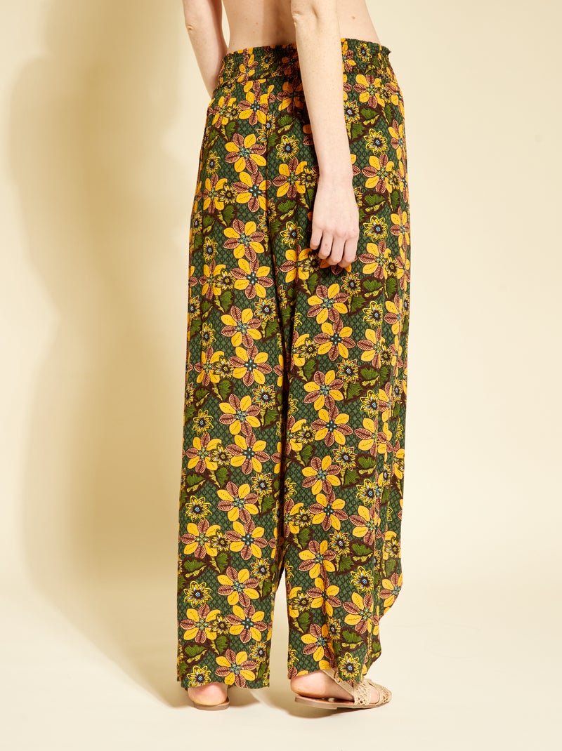 Pantalon fluide ajouré en maille crêpe Wax - Kiabi