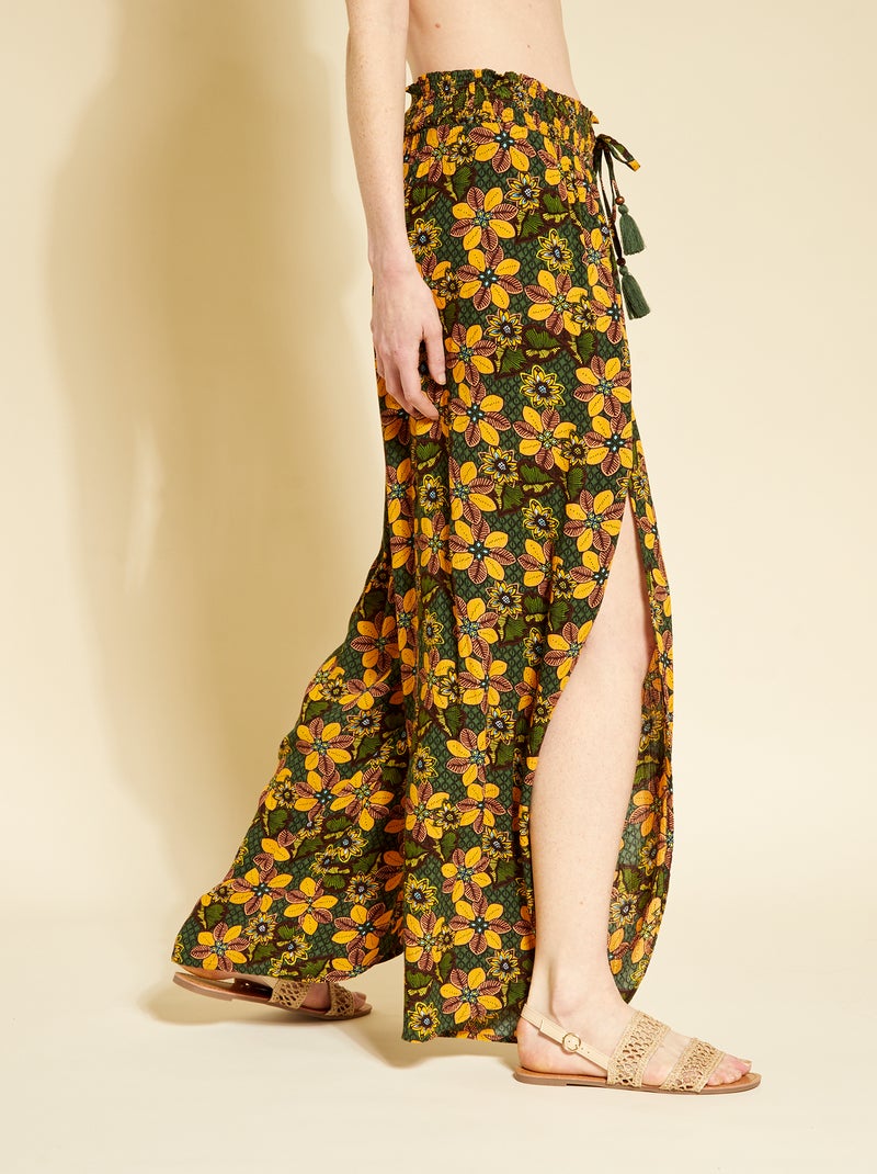 Pantalon fluide ajouré en maille crêpe Wax - Kiabi