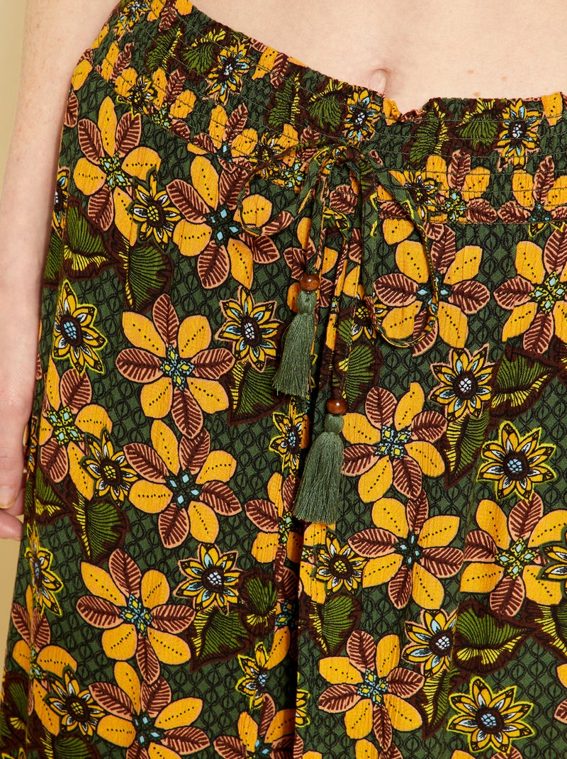 Pantalon fluide ajouré en maille crêpe Wax - Kiabi