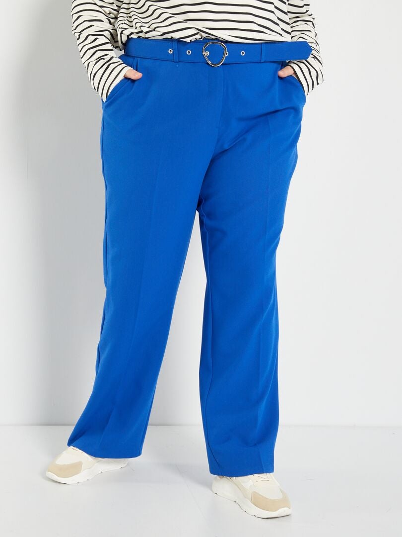 Pantalon fluide avec ceinture Bleu électrique - Kiabi