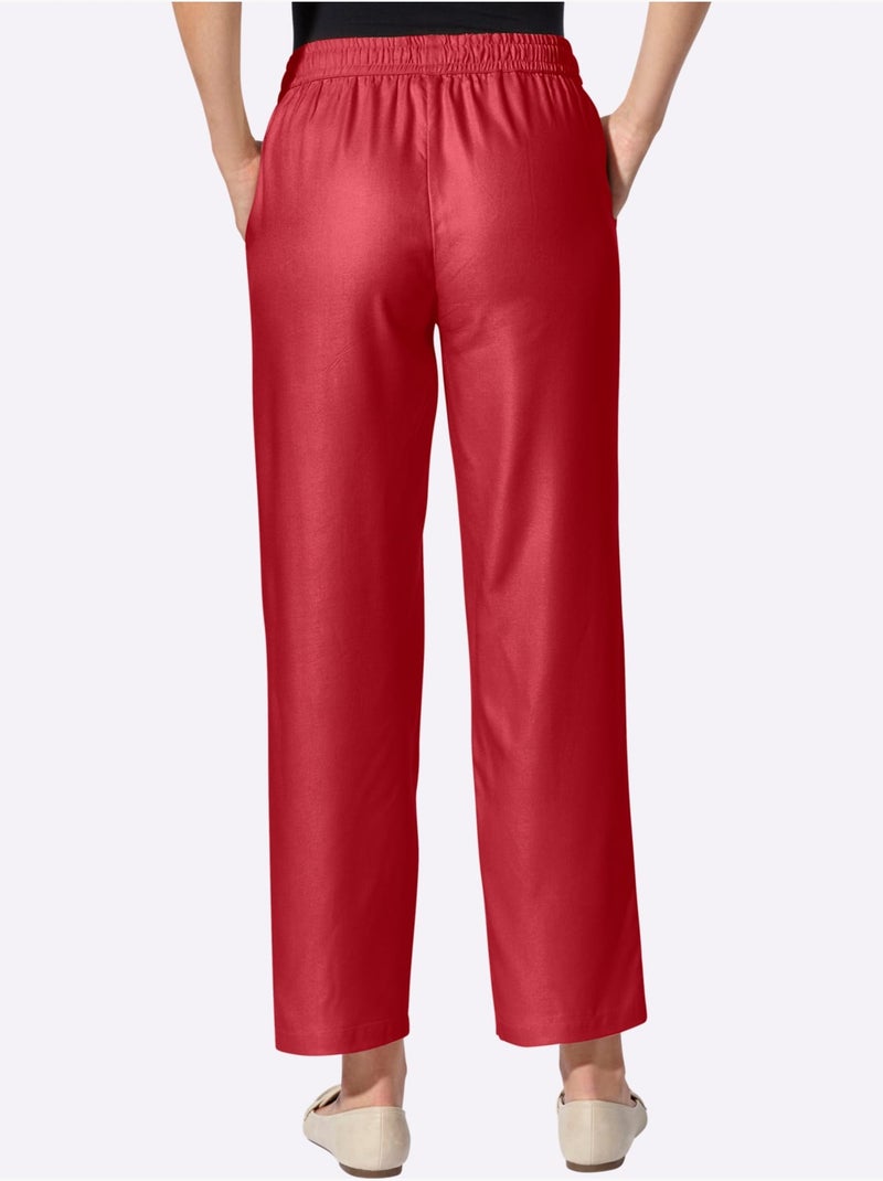 Pantalon fluide avec ceinture élastique et poches confortables - Taille standard - Witt Rouge - Kiabi