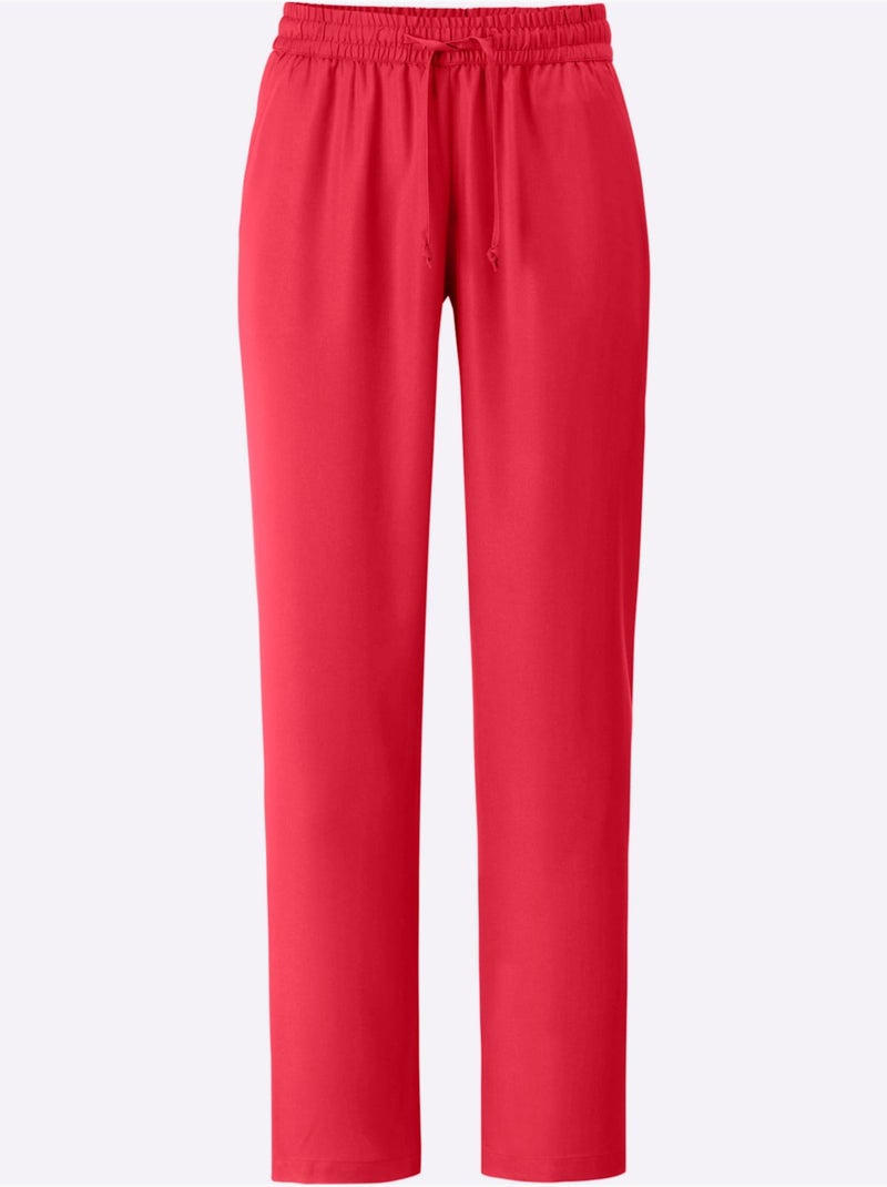 Pantalon fluide avec ceinture élastique et poches confortables - Taille standard - Witt Rouge - Kiabi