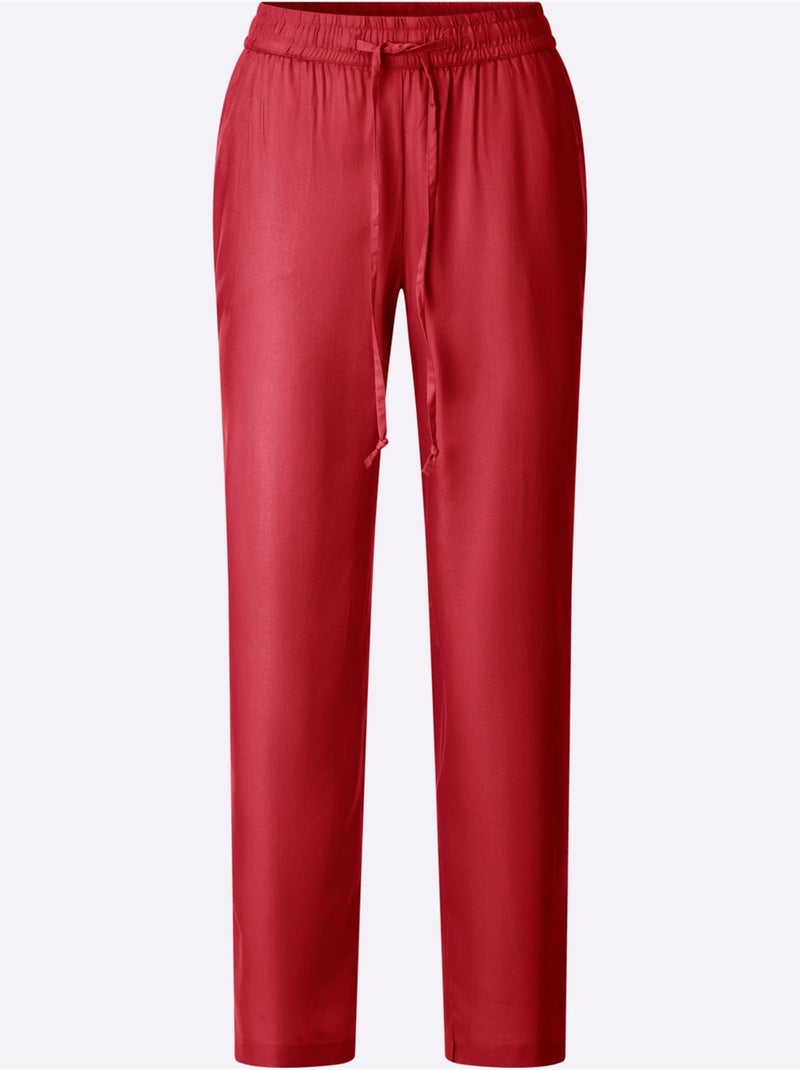 Pantalon fluide avec ceinture élastique et poches confortables - Taille standard - Witt Rouge - Kiabi