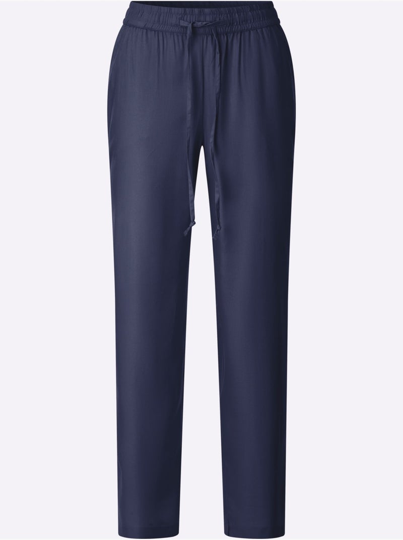 Pantalon fluide avec ceinture élastiquée et poches - Taille standard - Witt Bleu marine - Kiabi