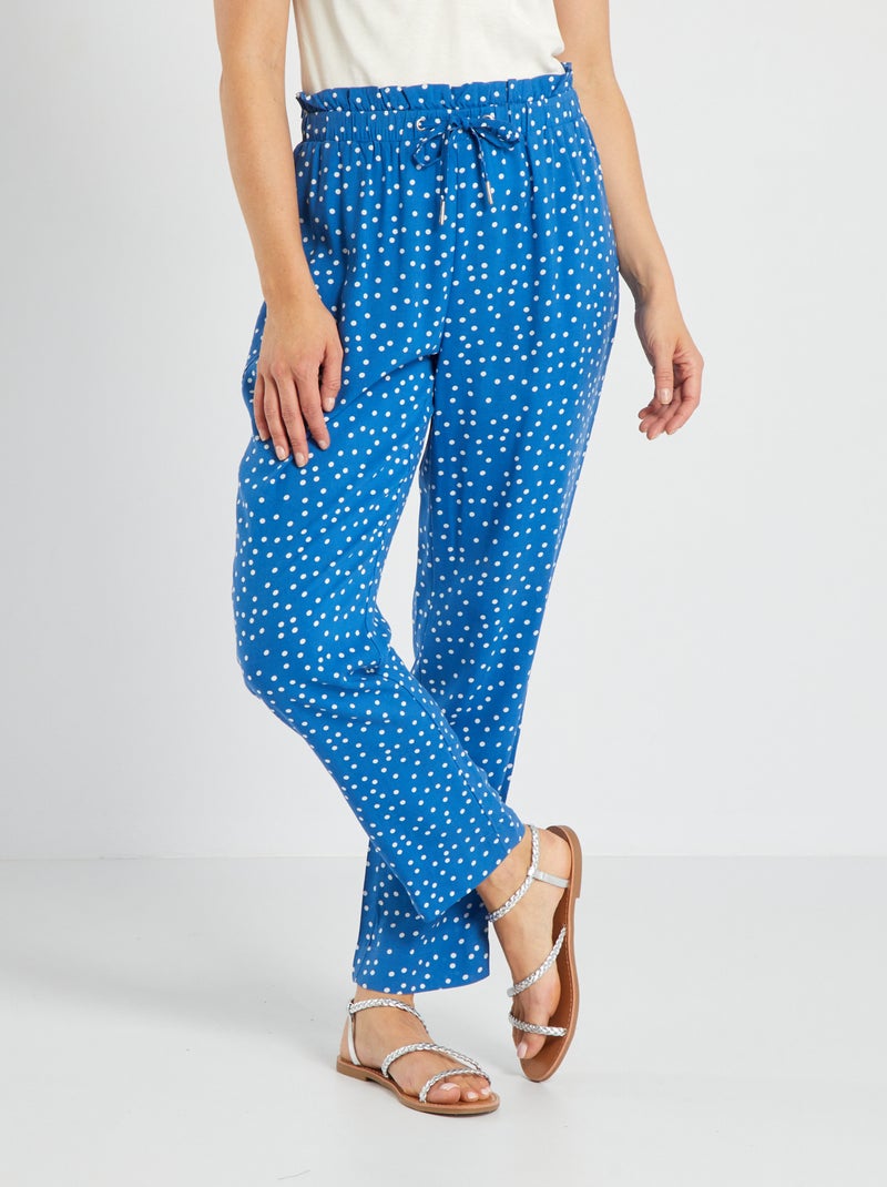 Pantalon fluide avec imprimé Bleu - Kiabi