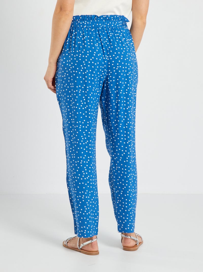 Pantalon fluide avec imprimé Bleu - Kiabi