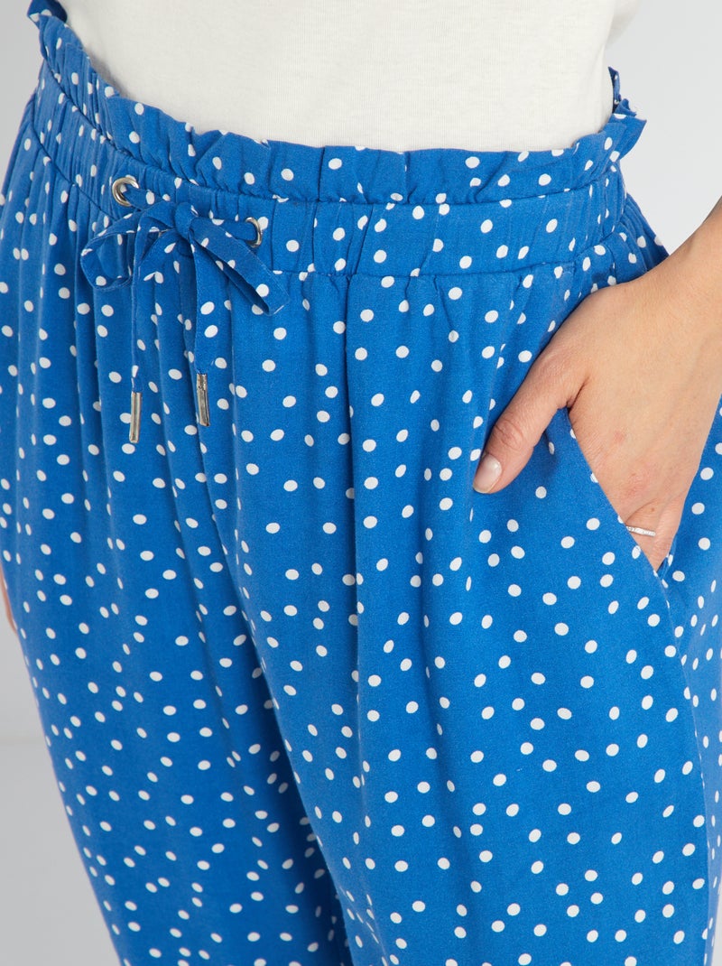Pantalon fluide avec imprimé Bleu - Kiabi
