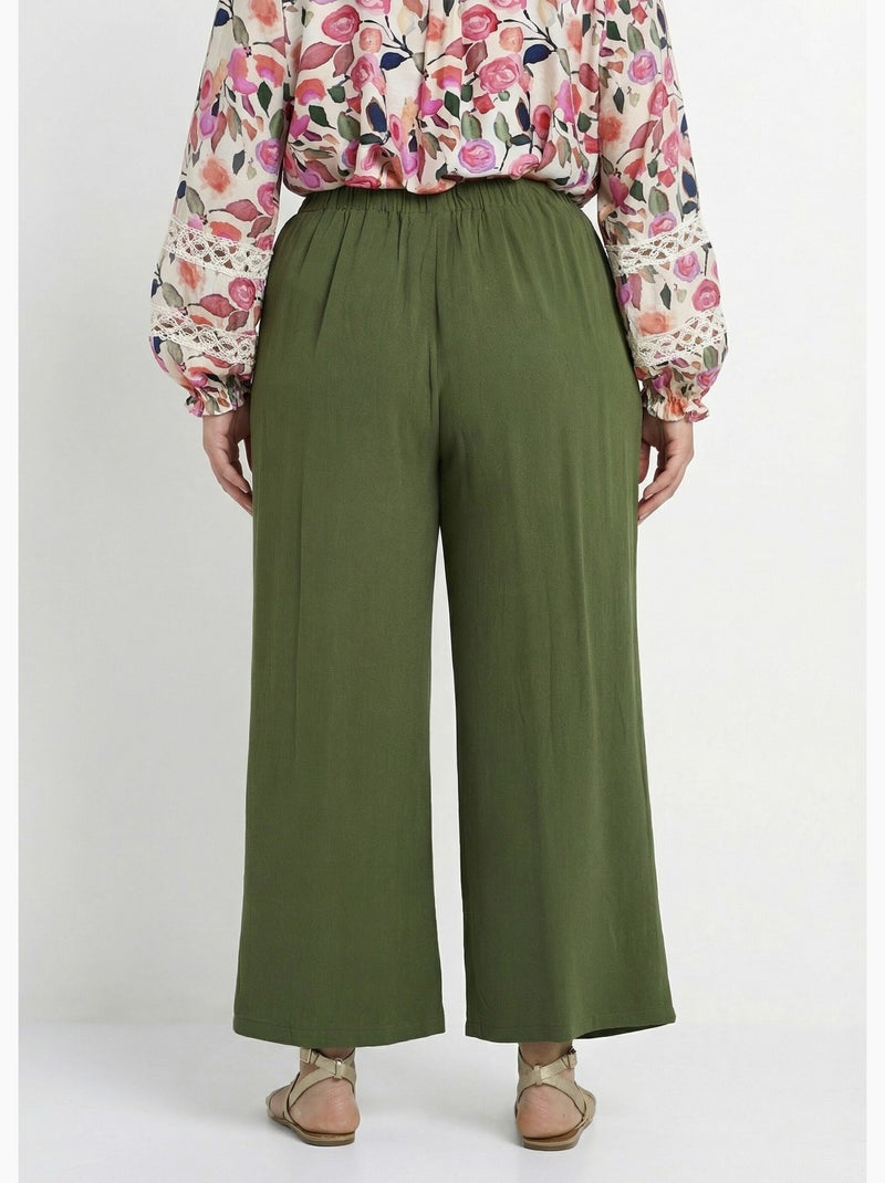 Pantalon fluide avec lin, effet naturel - afibel Kaki - Kiabi