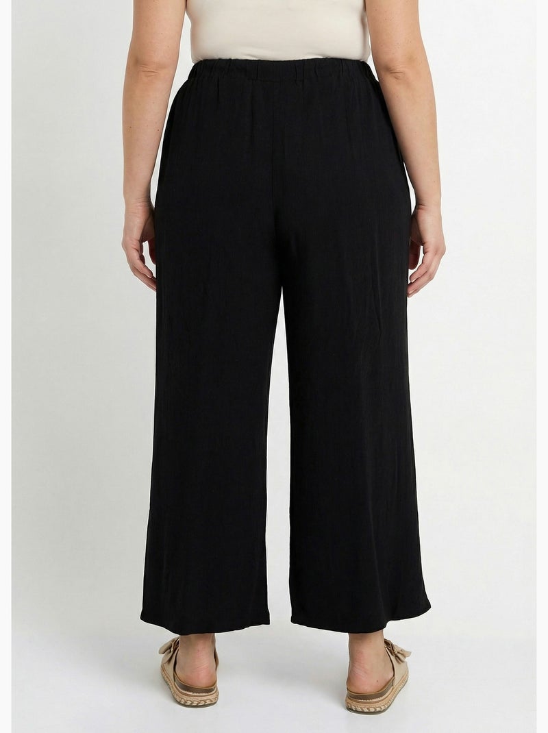 Pantalon fluide avec lin, effet naturel - AFIBEL Noir - Kiabi