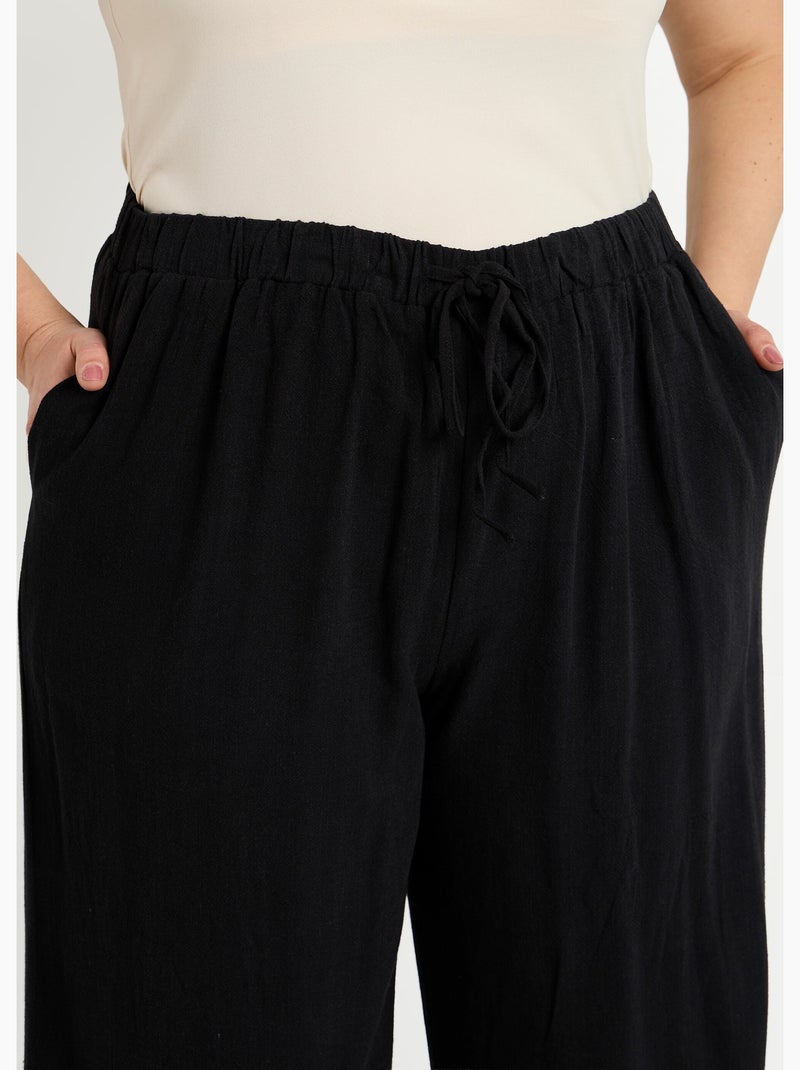Pantalon fluide avec lin, effet naturel - AFIBEL Noir - Kiabi