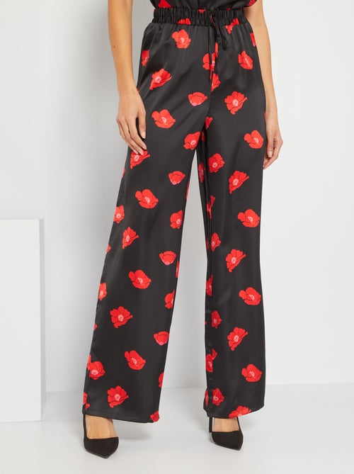Pantalon fluide avec motif fleuri - Kiabi