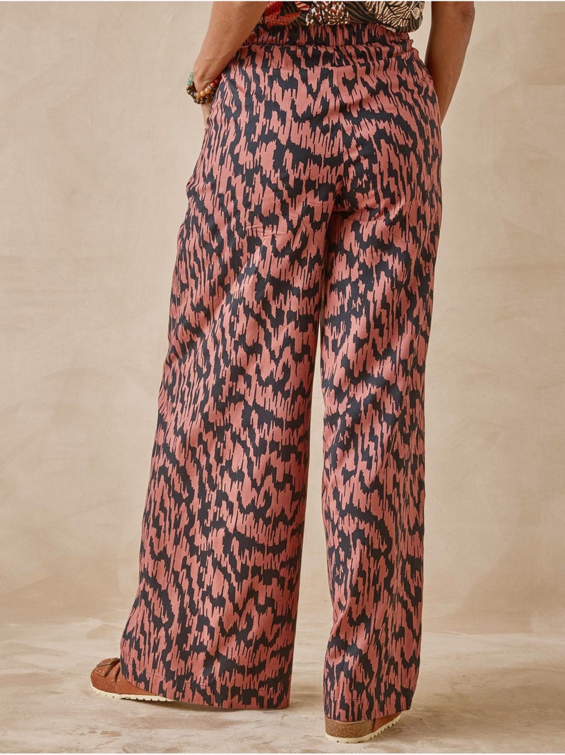 Pantalon fluide bas large - DAXON Marron/Multicolore - Kiabi