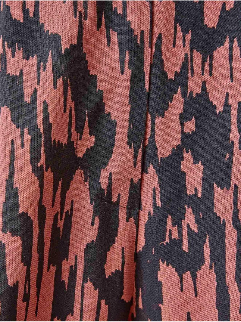 Pantalon fluide bas large - DAXON Marron/Multicolore - Kiabi
