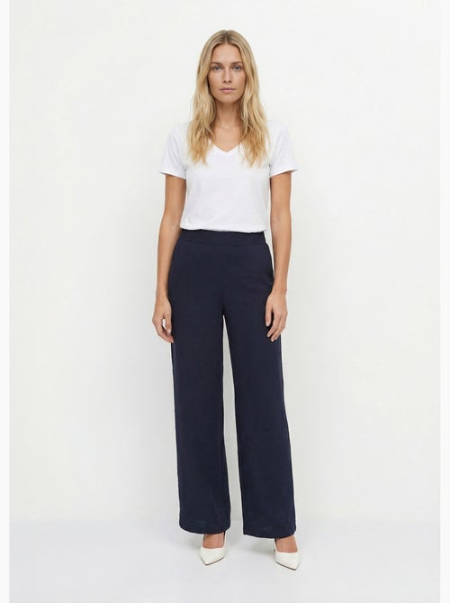 Pantalon fluide bicolore taille élastiquée - afibel - Kiabi