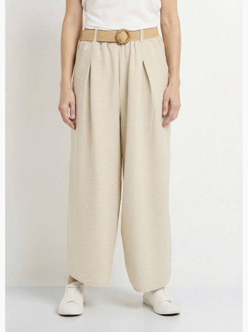 Pantalon fluide + ceinture tressée - AFIBEL - Kiabi