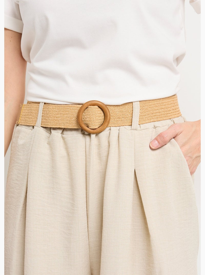 Pantalon fluide + ceinture tressée - AFIBEL Beige - Kiabi