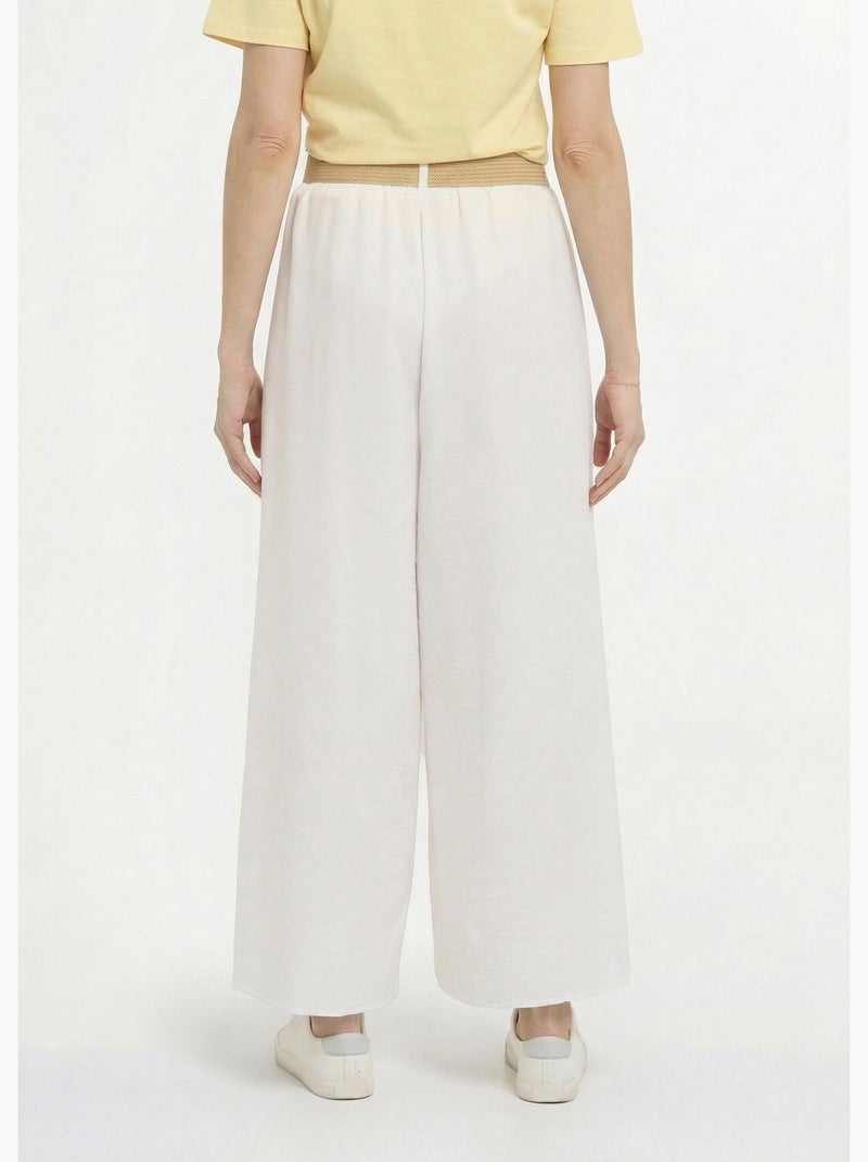 Pantalon fluide + ceinture tressée - AFIBEL Blanc - Kiabi