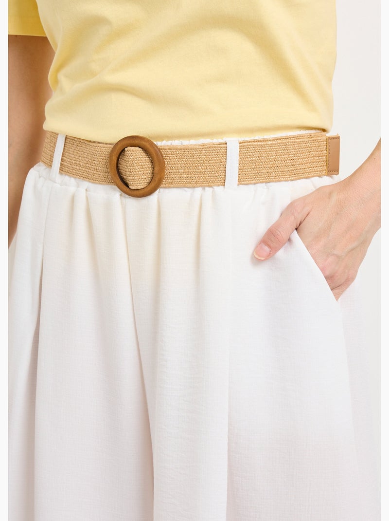 Pantalon fluide + ceinture tressée - AFIBEL Blanc - Kiabi