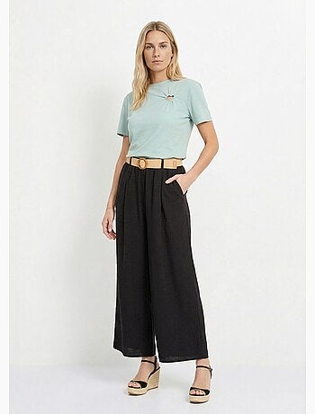 Pantalon fluide + ceinture tressée - AFIBEL