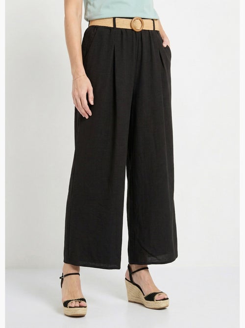 Pantalon fluide + ceinture tressée - AFIBEL - Kiabi
