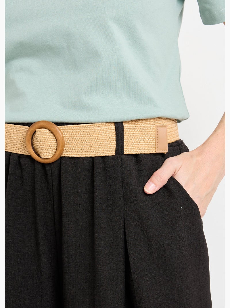 Pantalon fluide + ceinture tressée - AFIBEL Noir - Kiabi