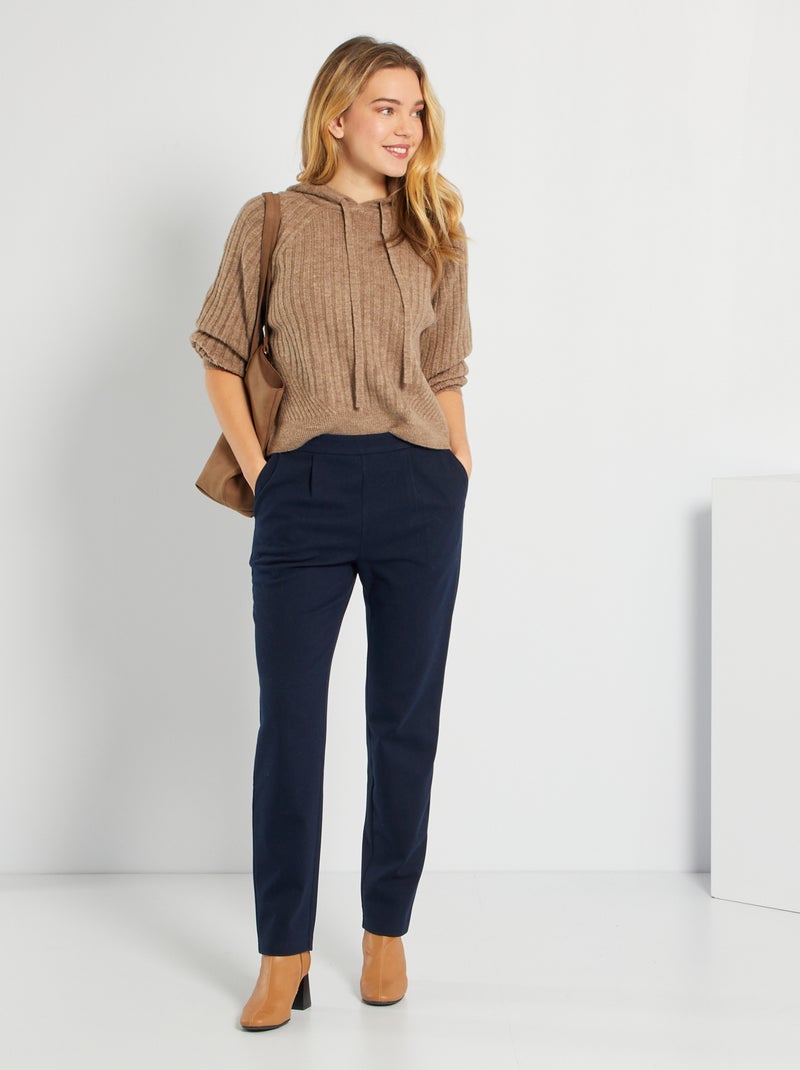 Pantalon fluide coupe droite bleu marine - Kiabi