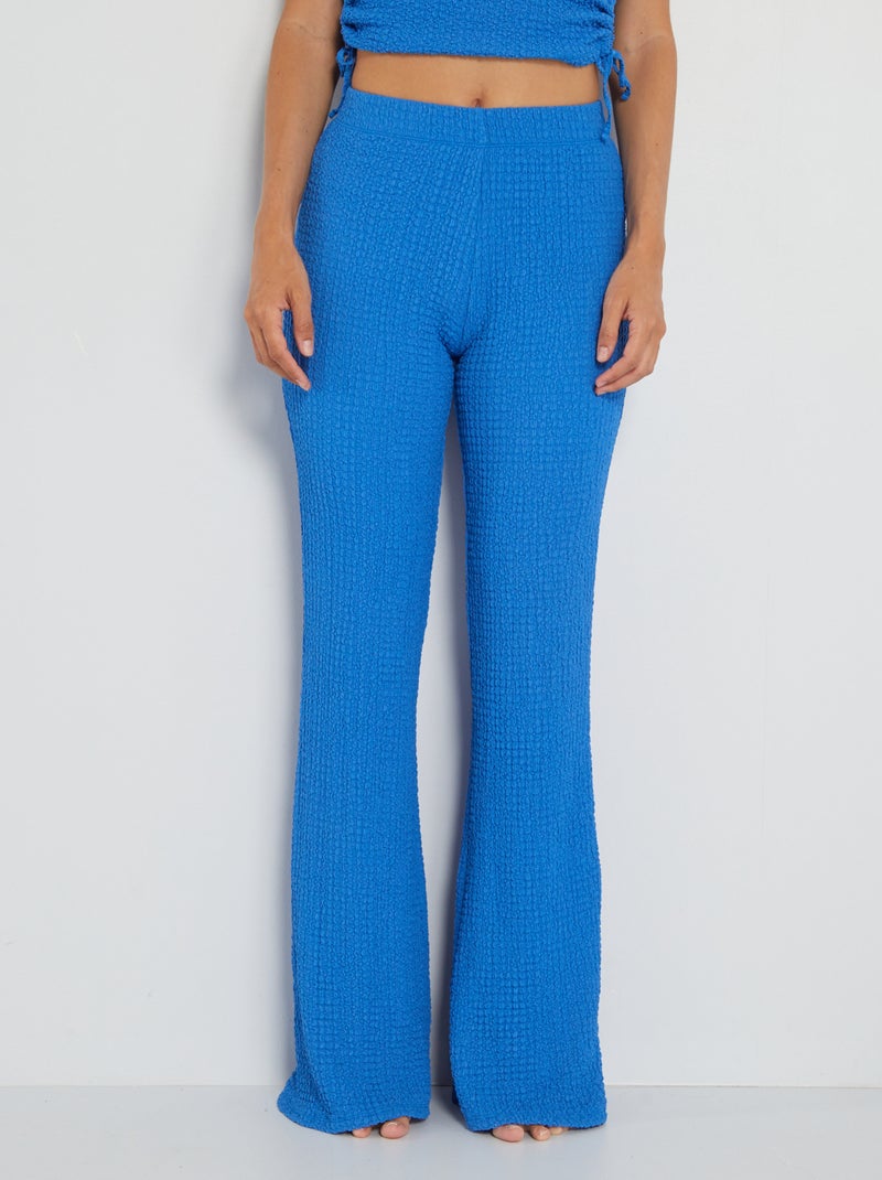 Pantalon fluide coupe flare Bleu - Kiabi