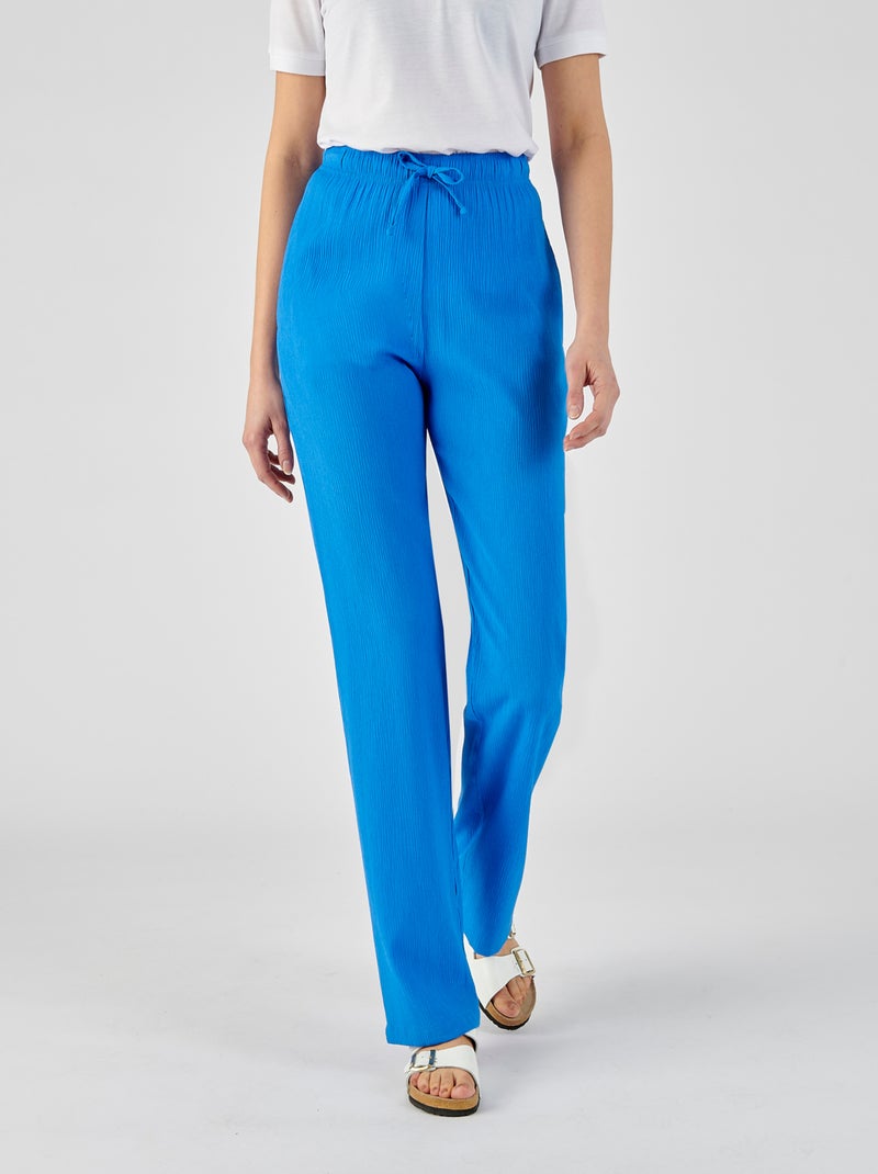 Pantalon fluide crépon  - Damart Bleu azur - Kiabi