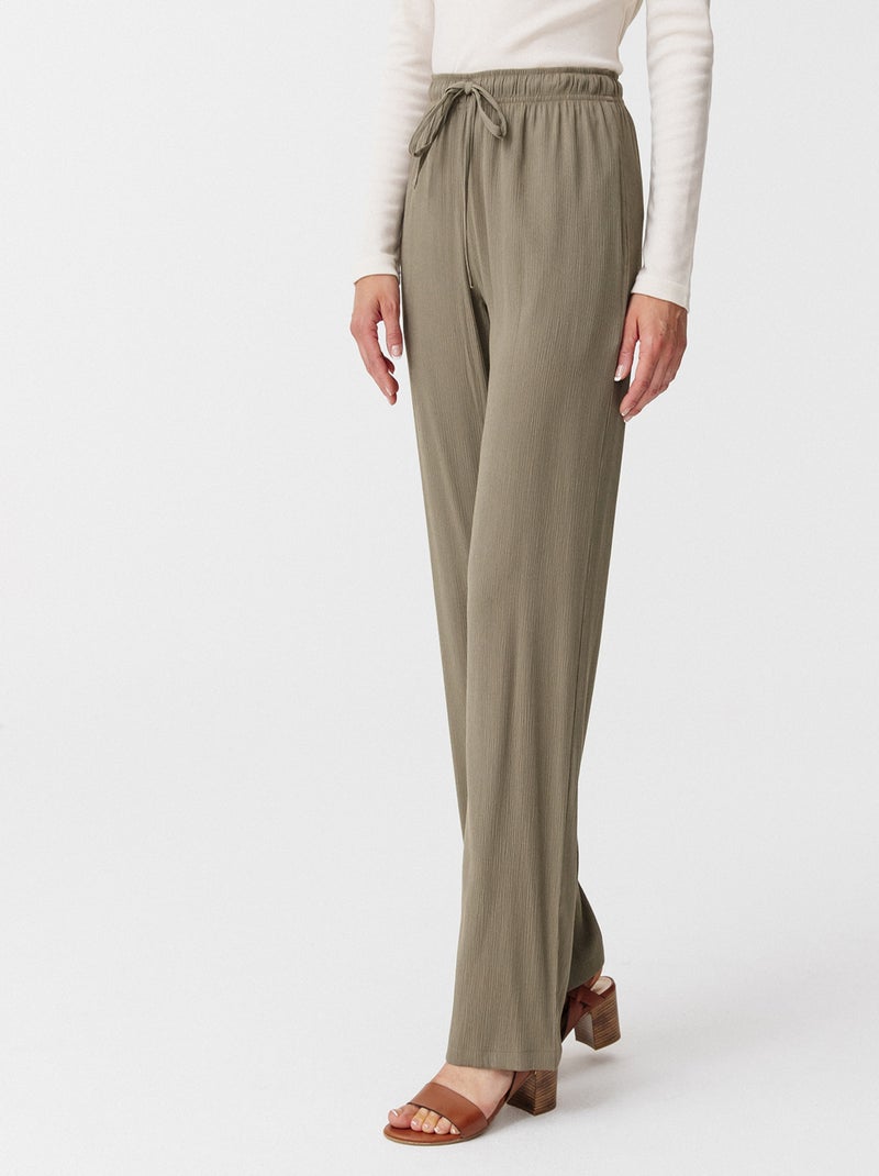 Pantalon fluide crépon  - Damart Kaki - Kiabi