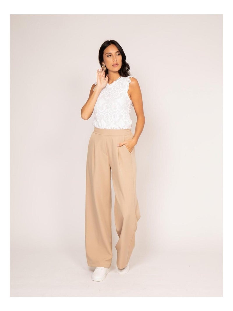 Pantalon fluide ECOSIA Beige - Kiabi