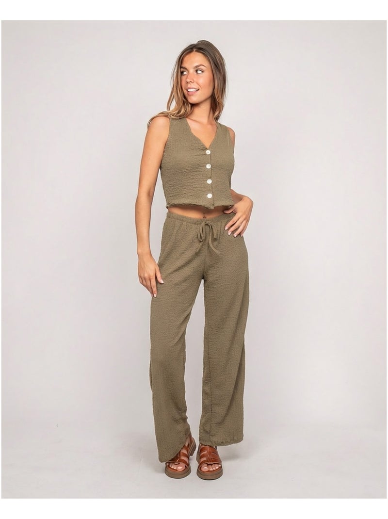 Pantalon fluide ELAIA Kaki - Kiabi