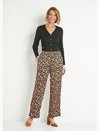 Pantalon fluide élastiqué motif léopard - AFIBEL