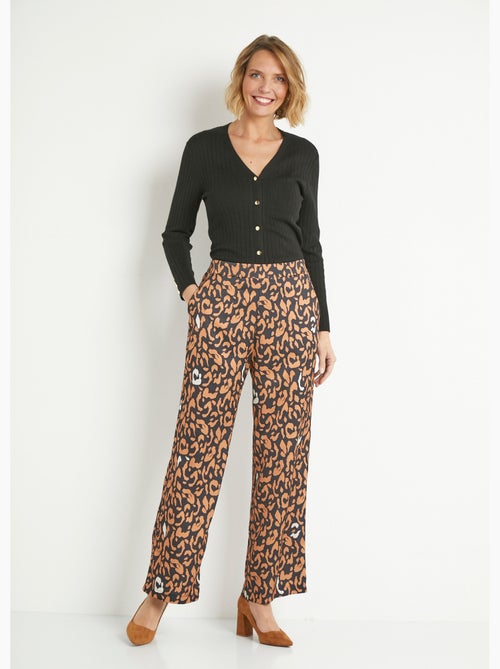 Pantalon fluide élastiqué motif léopard - AFIBEL - Kiabi