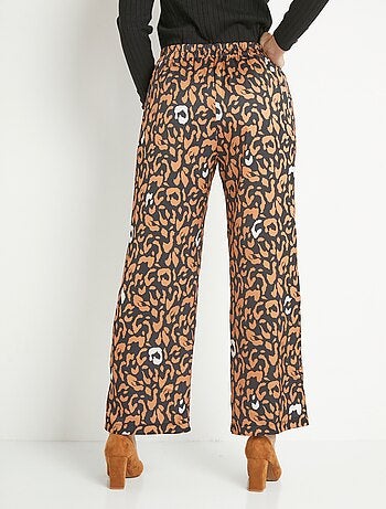 Pantalon fluide élastiqué motif léopard