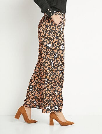 Pantalon fluide élastiqué motif léopard