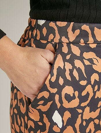 Pantalon fluide élastiqué motif léopard