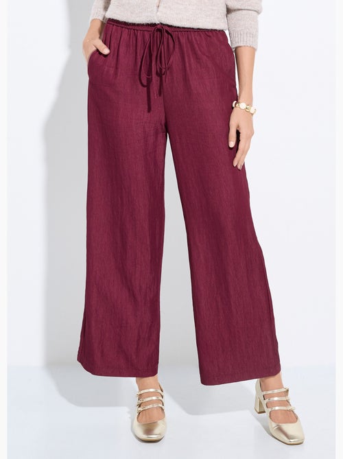 Pantalon fluide élastiqué twill uni - AFIBEL - Kiabi