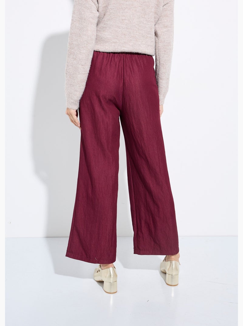 Pantalon fluide élastiqué twill uni - AFIBEL Bordeaux - Kiabi