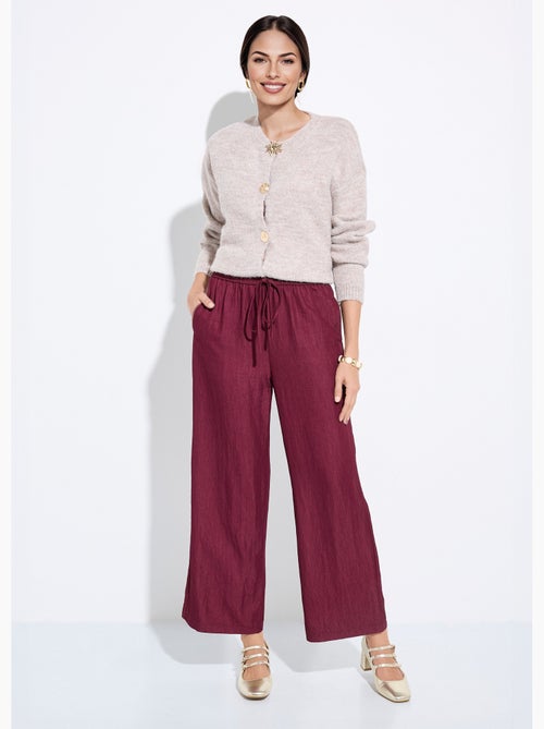 Pantalon fluide élastiqué twill uni - AFIBEL - Kiabi