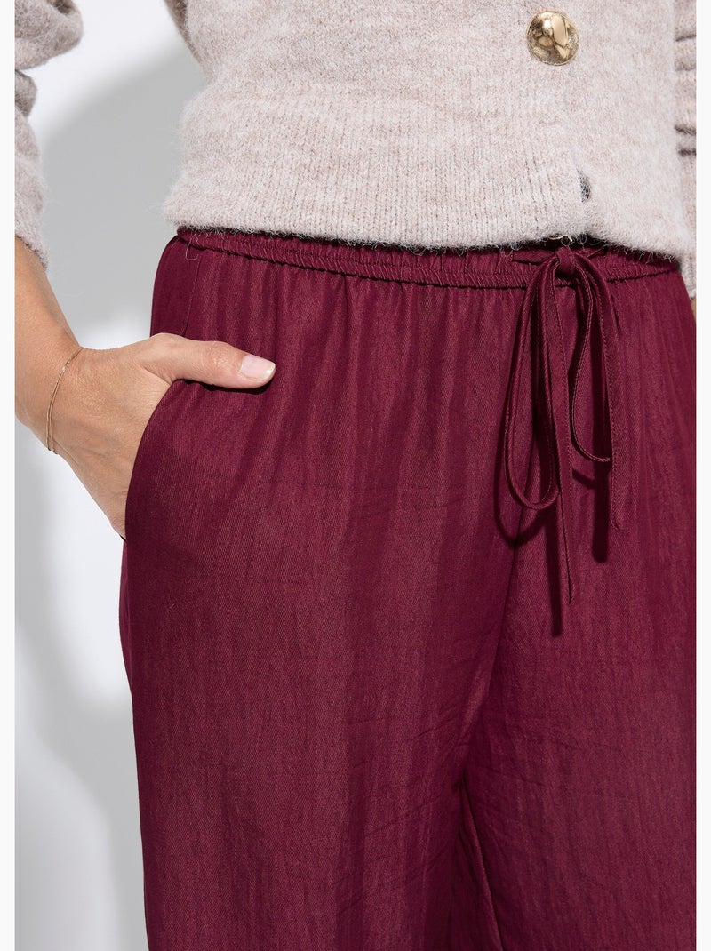 Pantalon fluide élastiqué twill uni - AFIBEL Bordeaux - Kiabi
