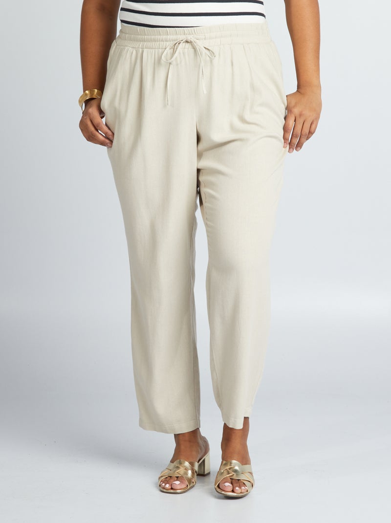 Pantalon fluide élastiqué 'Vero Moda' Beige - Kiabi