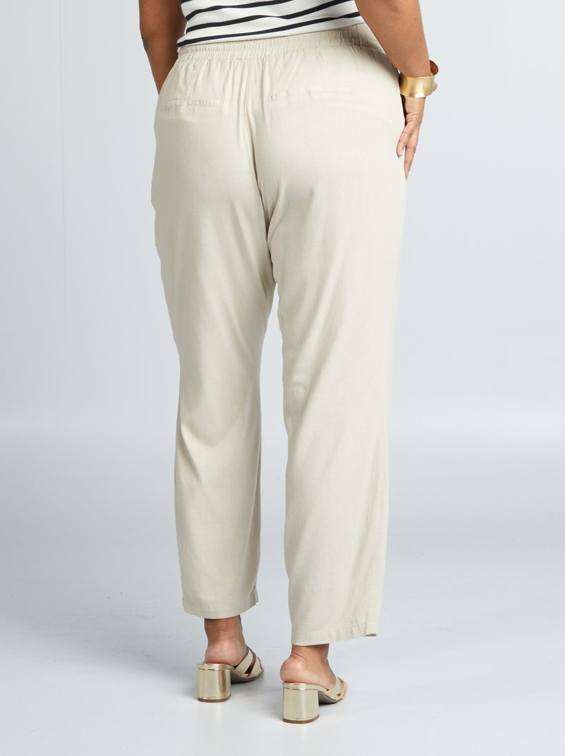 Pantalon fluide élastiqué 'Vero Moda' Beige - Kiabi