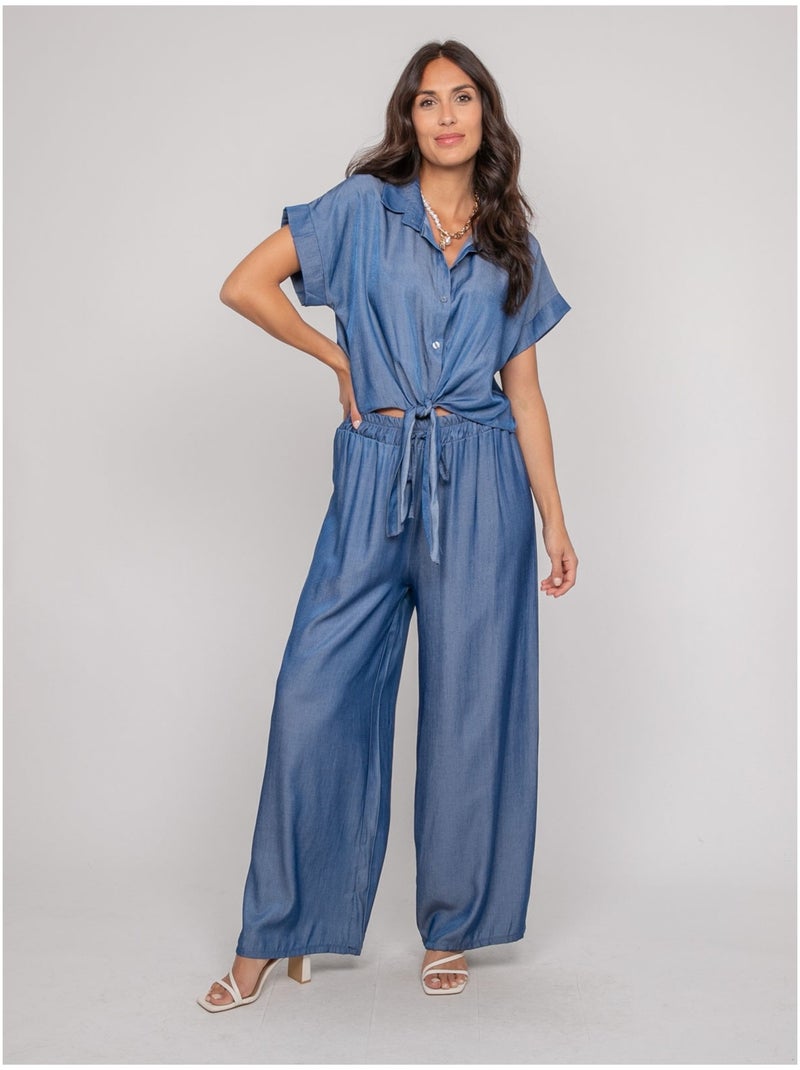 Pantalon fluide EMROSE Bleu - Kiabi