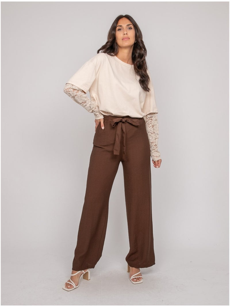 Pantalon fluide EMROSE Marron - Kiabi