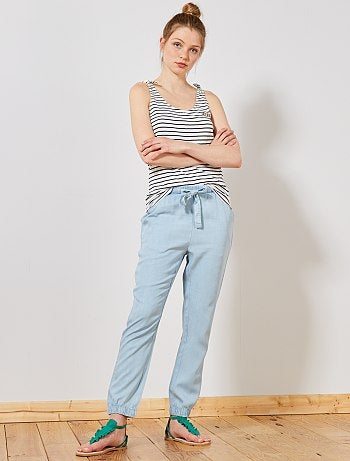 Femme du 34 au 48 , Pantalon fluide en tencel , Kiabi