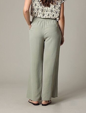 Pantalon fluide en tissu texturé avec taille élastiquée et double couture verticale 'Deeluxe'