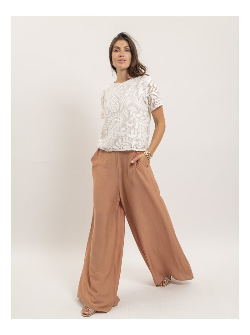 Pantalon fluide EPENE Orange corail - Kiabi