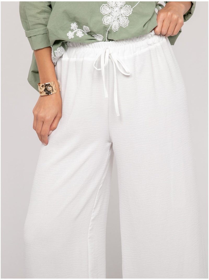 Pantalon fluide ERELL Blanc - Kiabi