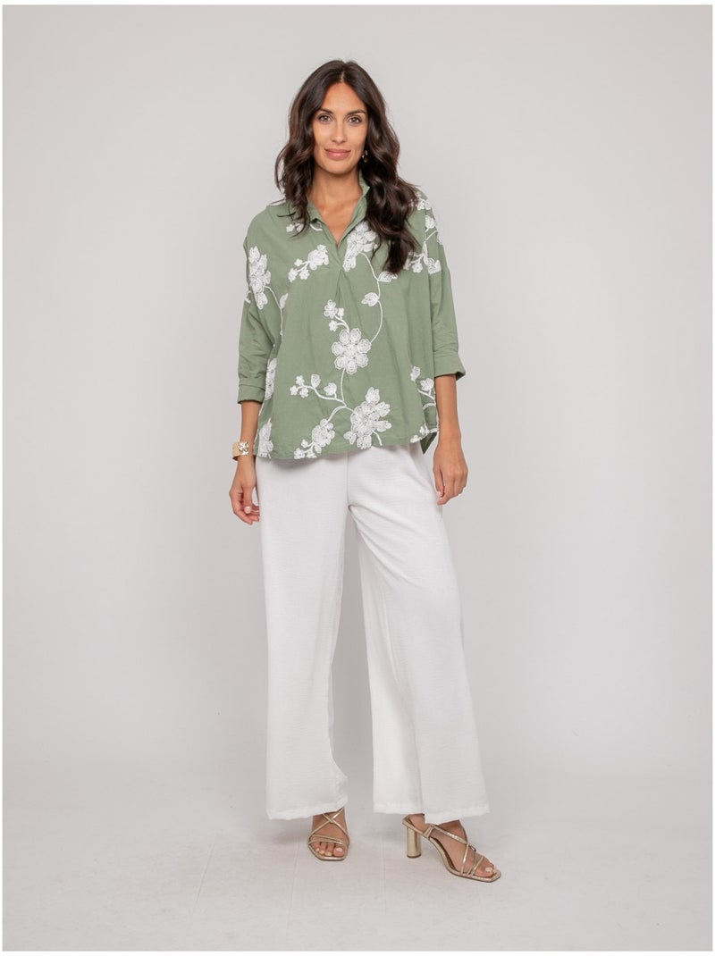 Pantalon fluide ERELL Blanc - Kiabi
